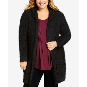 Avenue Plus Size Indigo Plain Cardigan Sweater